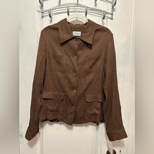 Women’s 16 villager by Liz Claiborne blouse NWT brown collared shirt